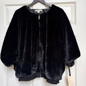 Emaline Woman Black Faux Fur Zip Front Bomber Jacket Plus Size 2X Vancouver 2015